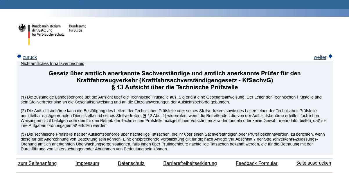 Gesetz über amtlich anerkannte Sachverständige und amtlich anerkannte Prüfer für den Kraftfahrzeugverkehr (Kraftfahrsachverständigengesetz - KfSachvG)